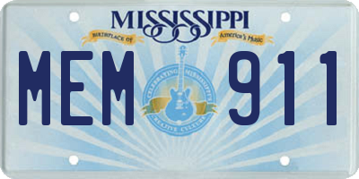 MS license plate MEM911