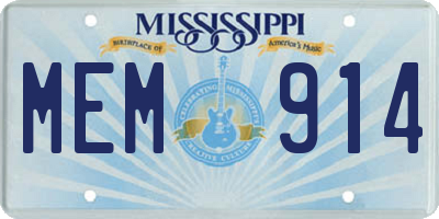MS license plate MEM914