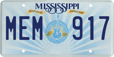 MS license plate MEM917