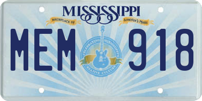 MS license plate MEM918