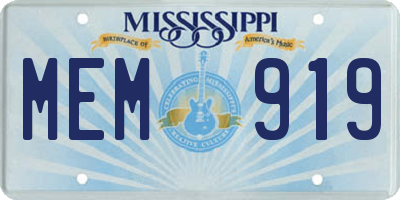 MS license plate MEM919