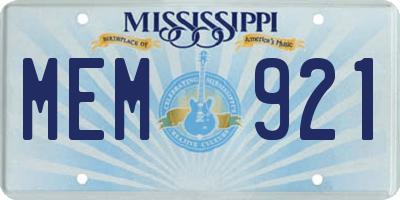 MS license plate MEM921