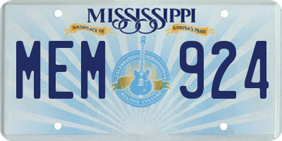 MS license plate MEM924