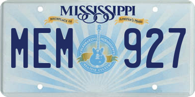 MS license plate MEM927