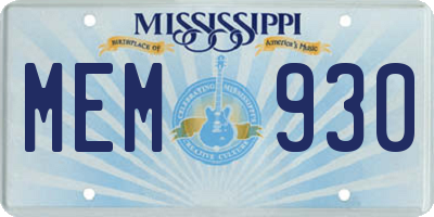 MS license plate MEM930