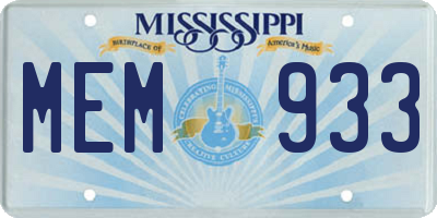 MS license plate MEM933
