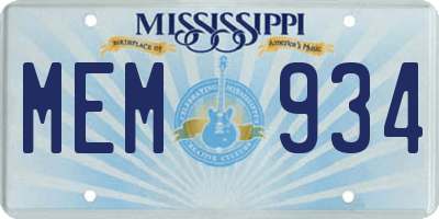 MS license plate MEM934