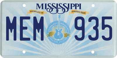 MS license plate MEM935