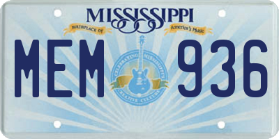 MS license plate MEM936