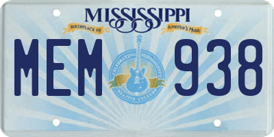 MS license plate MEM938