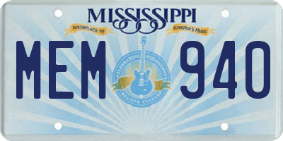MS license plate MEM940