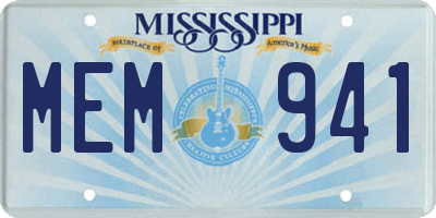 MS license plate MEM941