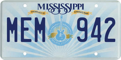 MS license plate MEM942