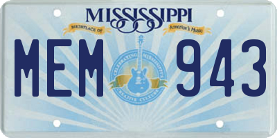 MS license plate MEM943