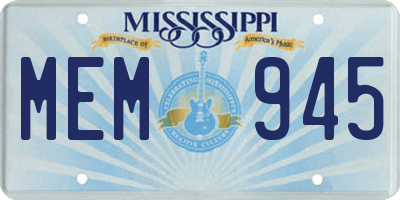MS license plate MEM945