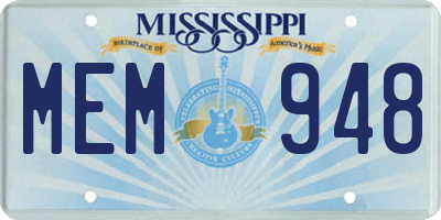 MS license plate MEM948