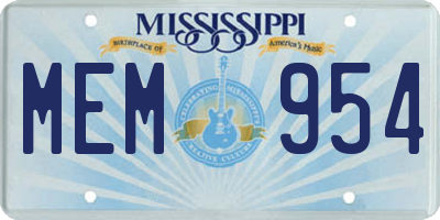 MS license plate MEM954