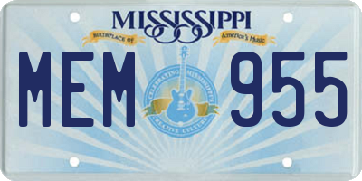 MS license plate MEM955