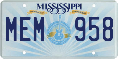 MS license plate MEM958