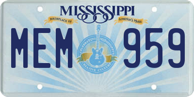 MS license plate MEM959