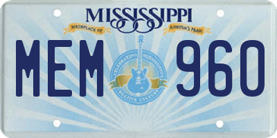 MS license plate MEM960