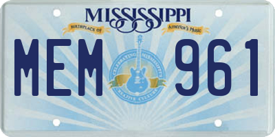 MS license plate MEM961
