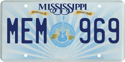 MS license plate MEM969