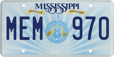 MS license plate MEM970