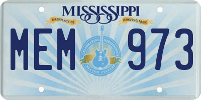 MS license plate MEM973
