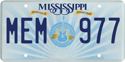 MS license plate MEM977