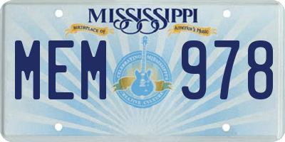 MS license plate MEM978