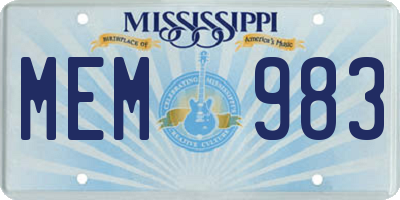 MS license plate MEM983