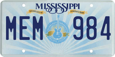 MS license plate MEM984