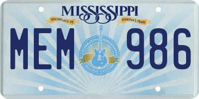 MS license plate MEM986