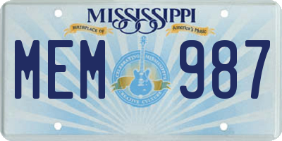 MS license plate MEM987