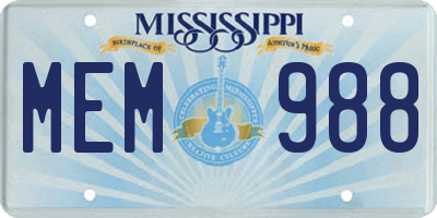 MS license plate MEM988
