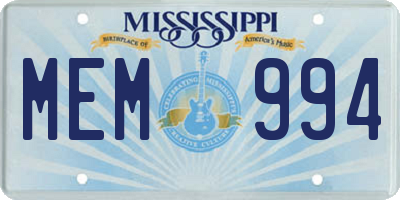 MS license plate MEM994