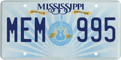 MS license plate MEM995