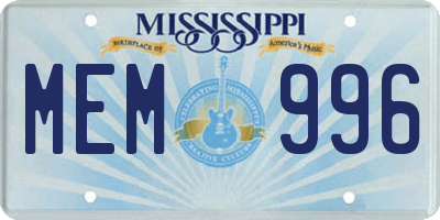 MS license plate MEM996