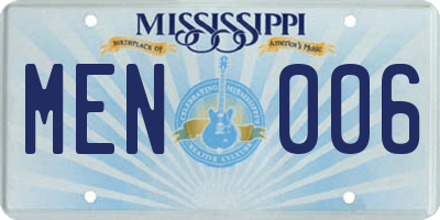 MS license plate MEN006