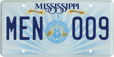 MS license plate MEN009