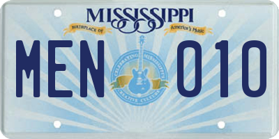 MS license plate MEN010