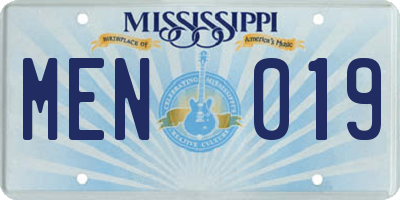 MS license plate MEN019