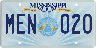 MS license plate MEN020