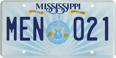 MS license plate MEN021