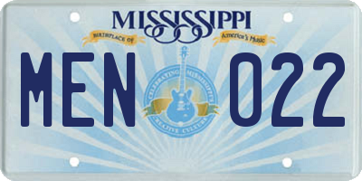 MS license plate MEN022