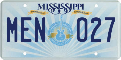 MS license plate MEN027