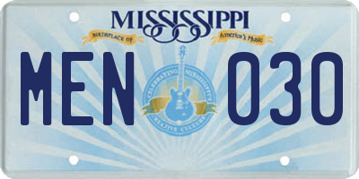 MS license plate MEN030