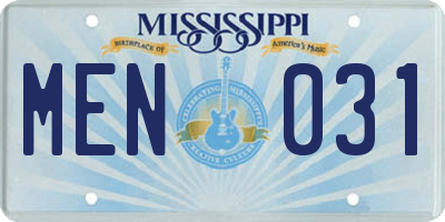 MS license plate MEN031