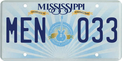 MS license plate MEN033